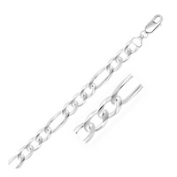 Sterling Silver High Polished Figaro Style Chain