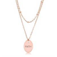 Rose Gold Plated Faith Double Chain Necklace