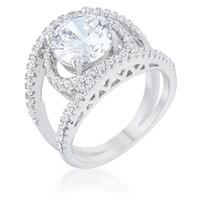 Round 3.00ct White Sapphire Contemporary Ring