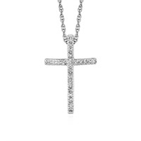 Round .11ct Diamond Narrow Cross Pendant Necklace