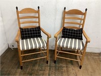 2 LADDER BACK CHAIRS WITH PILLOWS