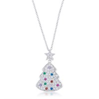 Round .70ct Multi-gemstone Christmas Tree Necklace