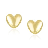 14k Gold Puffed Heart Shape Shiny Earrings