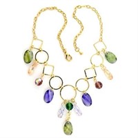 Festive 14k Gold-plated 45.00ct Gemstone Necklace