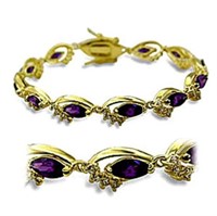14k Gold-plated Marquis 8.25ct Amethyst Bracelet