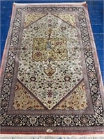 Very Fine Hand Knotted Signed Persian Silk Qum Rug