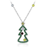 Round 2.60ct Multi-gem Christmas Tree Necklace