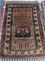 Hand Knotted Persian Balouch Rug 4.8x2.6 ft