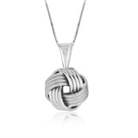 Sterling Silver Ridge Textured Love Knot Necklace
