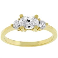 18k Gold-pl. 1.00ct White Sapphire 3-stone Ring