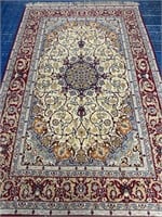 Hand Knotted Persian Esfahan Rug 5.2x8.8 ft