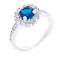 Round Cut 2.10ct Blue Sapphire & Topaz Halo Ring