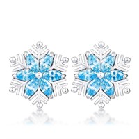 Marquise .60ct Aquamarine Snowflake Earrings