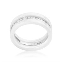 Round .20ct White Topaz Ceramic Eternity Ring