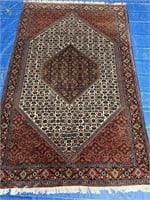 Hand Knotted Persian Bijar Rug 6.3x3.9 ft