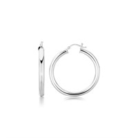 Sterling Silver Thick Polished Hoop Style Earrings