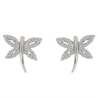 Elegant .56ct White Topaz Dragonfly Earrings