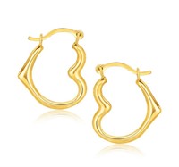 10k Gold Heart Hoop Earrings