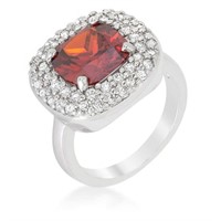 Cushion 4.10ct Garnet Double Halo Cocktail Ring