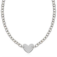 Sterling Silver High Polished Flat Heart Necklace