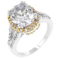 18k Gold-pl 5.65ct White Sapphire Halo Ring