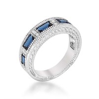 Dazzling Emerald 1.10ct Blue Sapphire 5-stone Ring