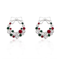 Colorful 6.00ct Gemstones Holiday Wreath Earrings