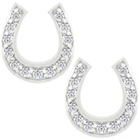 Unique Round .24ct White Topaz Horseshoe Earrings