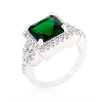 Princess Cut 3.80ct Emerald & White Sapphire Ring