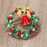 Cute .50ct Multi-gemstone Christmas Wreath Brooch
