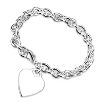 Elegant Heart Charm Chainlink Bracelet