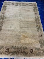 Hand Knotted Tibetian Rug 4x5.2 ft