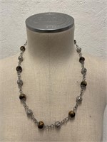 Milor Stainless Necklace With Brown Stones