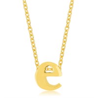 Goldtone Initial Small Letter E Necklace