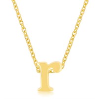 Goldtone Initial Small Letter R Necklace
