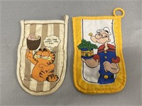 Vintage Garfield & Popeye Oven Mitts