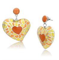 Chic Yellow And Orange Heart Tile Earrings