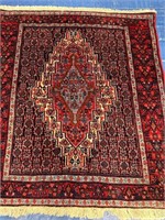 Hand Knotted Persian Bijar Rug 4.8x4.4 ft