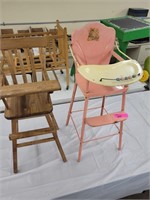 Pair of Vintage Doll High Chairs
