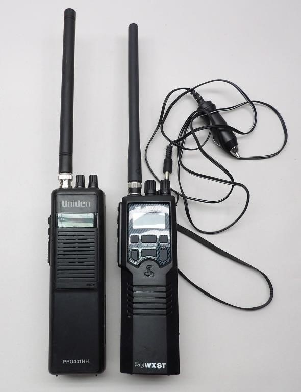 2 Handheld CB Radios: Cobra 50WXST, Uniden