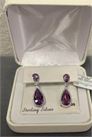 Sterling Silver Purple Stone Drop Earring