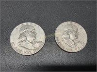 2 FRANKLIN HALF DOLLARS 1952 AND 1961