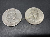 2 FRANKLIN HALF DOLLARS 1952 AND 1963