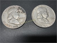 2 FRANKLIN HALF DOLLARS 1952 AND 1962
