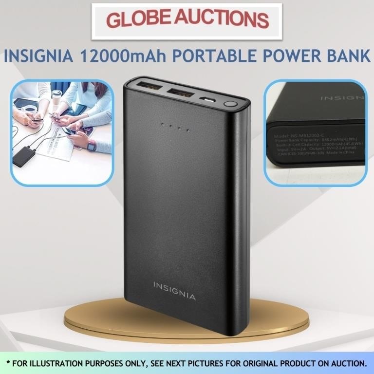 INSIGNIA 12000mAh PORTABLE POWER BANK WITH CABLE