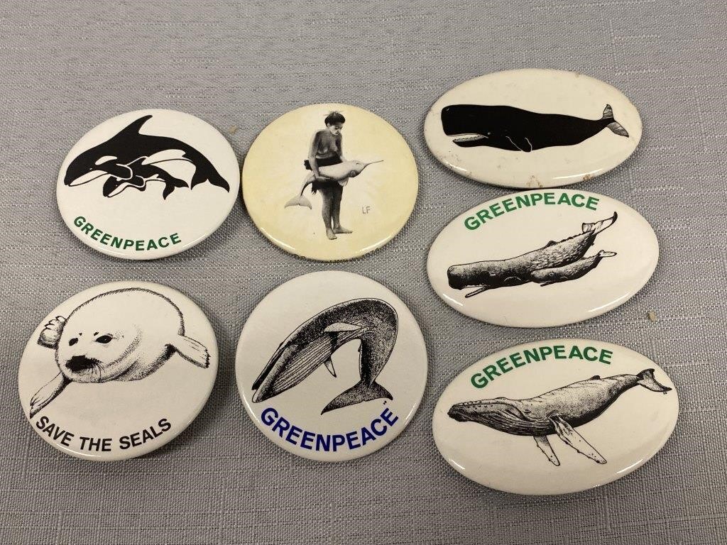 Greenpeace, Save The Whales, & More Pins