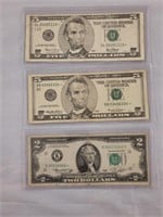 1 - $2.00 Star Note and 2 - $5.00 Star Notes