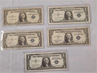 5 - $1.00 Silver Certificates