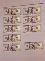 9 - $100.00 Bills with Sequential Serial Numbers
