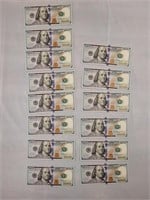 14 - $100.00 Bills with Sequential Serial Numbers